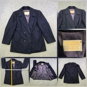 Vintage Pendleton Coat Mens 42 Navy Wool Pea Coat Lined Made USA Double Breasted